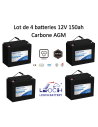 Lot de 4 Batteries 12V 150ah Leoch AGM / GEL Carbone LDC12-150-GC12
