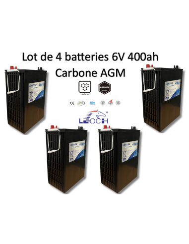 Lot de 4 Batteries 6V 400ah Leoch AGM / GEL Carbone LDC6-400