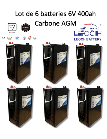 Lot de 6 Batteries 6V 400ah Leoch AGM / GEL Carbone LDC6-400
