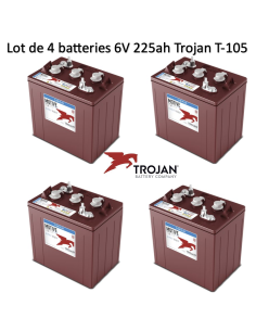 Lot de 4 Batteries Trojan T-105 en  6V 225ah Deep cycles Livraison incluse
