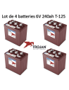 Lot de 4 Batteries Trojan T-125 en  6V 240ah Deep cycles Livraison incluse