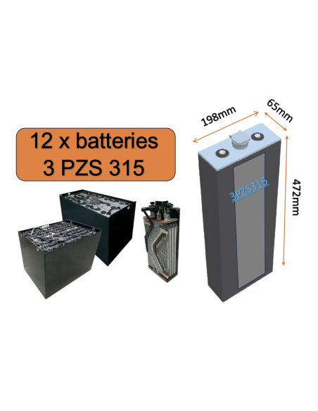 Batterie de traction 3PZS315 en 2V 315ah en C5 Livraison incluse
