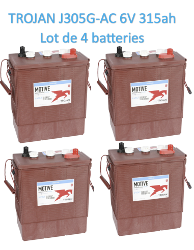 Lot de 4 Batteries Traction Trojan J305G-AC en  6V 315ah Deep cycles Livraison incluse
