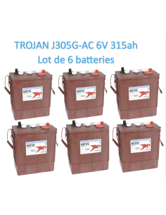 Lot de 6 Batteries Traction Trojan J305G-AC en  6V 315ah Deep cycles Livraison incluse