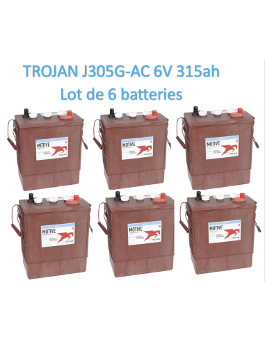Lot de 6 Batteries Traction Trojan J305G-AC en  6V 315ah Deep cycles Livraison incluse