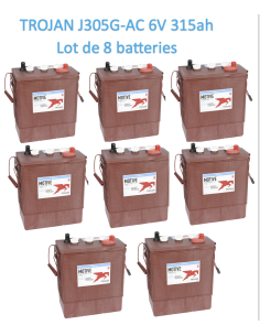 Lot de 8 Batteries Traction Trojan J305G-AC en  6V 315ah Deep cycles Livraison incluse