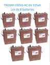 Lot de 8 Batteries Traction Trojan J305G-AC en  6V 315ah Deep cycles Livraison incluse