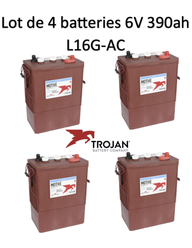 Lot 4 Batteries Traction Trojan L16G-AC en  6V 390ah Deep cycles Livraison incluse