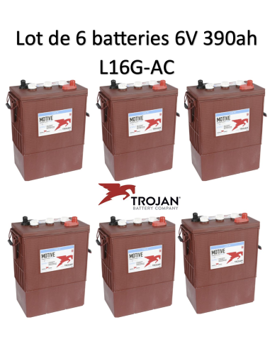 Lot 6 Batteries Traction Trojan L16G-AC en  6V 390ah Deep cycles Livraison incluse