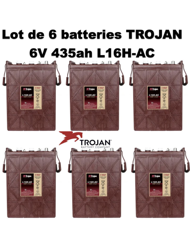 Lot de 6 Batteries Traction Trojan L16H-AC en  6V 435ah Deep cycles Livraison incluse