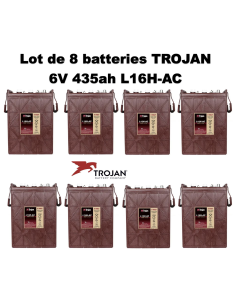 Lot de 8 Batteries Traction Trojan L16H-AC en  6V 435ah Deep cycles Livraison incluse
