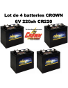 Lot de 4 Batteries Crown en  6V 220ah Deep cycles CR220 Livraison incluse