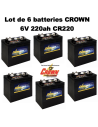 Lot de 6 Batteries Crown en  6V 220ah Deep cycles CR220 Livraison incluse