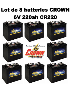 Lot de 8 Batteries Crown en  6V 220ah Deep cycles CR220 Livraison incluse