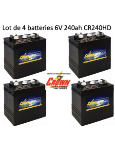 Lot de 4 Batteries Crown en  6V 240ah Deep cycles CR240 Livraison incluse