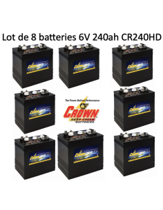Lot de 8 Batteries Crown en  6V 240ah Deep cycles CR240 Livraison incluse
