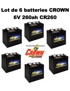 Lot de 6 Batteries Crown en  6V 260ah Deep cycles CR260 Livraison incluse