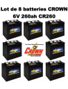 Lot de 8 Batteries Crown en  6V 260ah Deep cycles CR260 Livraison incluse