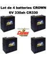 Lot de 4 Batteries Crown en  6V 330ah Deep cycles CR330HD Livraison incluse