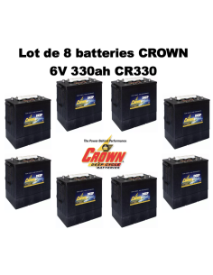 Lot de 8 Batteries Crown en  6V 330ah Deep cycles CR330HD Livraison incluse