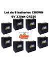 Lot de 8 Batteries Crown en  6V 330ah Deep cycles CR330HD Livraison incluse