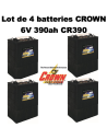 Lot de 4 Batteries Crown en  6V 390ah Deep cycles CR390HD Livraison incluse