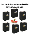 Lot de 6 Batteries Crown en  6V 390ah Deep cycles CR390HD Livraison incluse