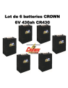 Lot de 6 Batteries Crown en  6V 430ah Deep cycles CR430HD Livraison incluse