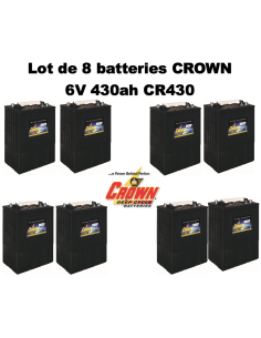 Lot de 8 Batteries Crown en  6V 430ah Deep cycles CR430HD Livraison incluse