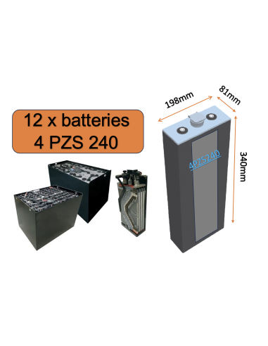 Batterie de traction 4PZS240 en 2V 240ah en C5 Livraison incluse