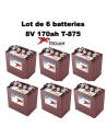 Lot de 6 Batteries Trojan T-875 en  8V 170ah Deep cycles 48V Livraison incluse