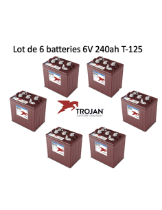 Lot de 6 Batteries Trojan T-125 en  6V 240ah Deep cycles Livraison incluse