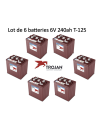 Lot de 6 Batteries Trojan T-125 en  6V 240ah Deep cycles Livraison incluse