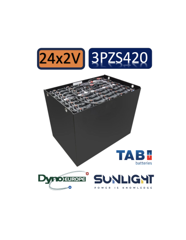 Pack 24V de 12 x 2V Batterie de traction 3PZS420 en 2V 420ah en C5