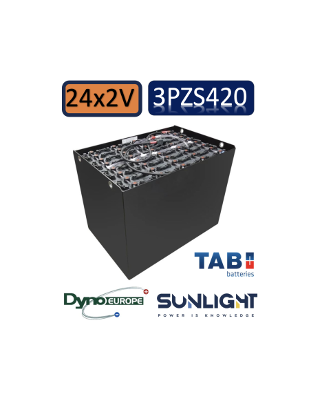Pack 24V de 12 x 2V Batterie de traction 3PZS420 en 2V 420ah en C5