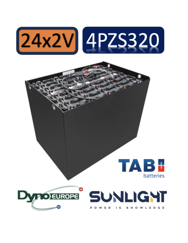 Pack 48V de 24 x 2V Batterie de traction 4PZS320 en 2V 320ah en C5