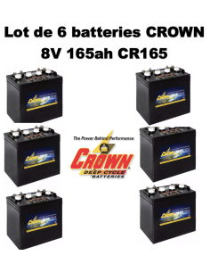 Lot de 8 Batteries Crown en  8V 170ah Deep cycles CR165 Livraison incluse