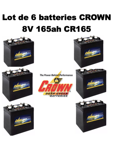 Lot de 8 Batteries Crown en  8V 170ah Deep cycles CR165 Livraison incluse
