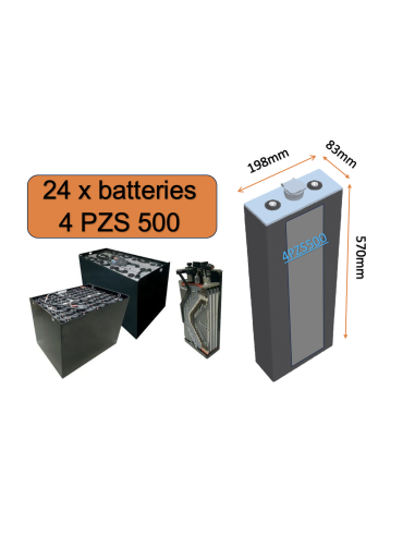 Batterie de traction 4PZS500 en 2V 500ah en C5 Livraison incluse