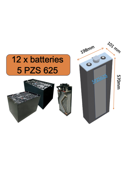 Batterie de traction 5PZS625 en 2V 625ah en C5 Livraison incluse