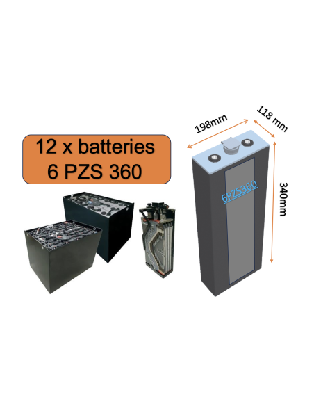 Batterie de traction 6PZS360 en 2V 360ah en C5 Livraison incluse