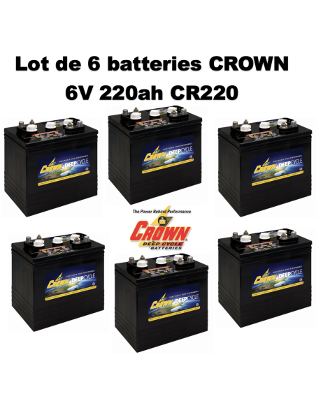 Batterie Crown en  6V 220ah Deep cycles CR220 Livraison incluse