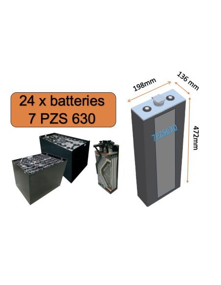 Batterie de traction 7PZS630 en 2V 630ah en C5 Livraison incluse