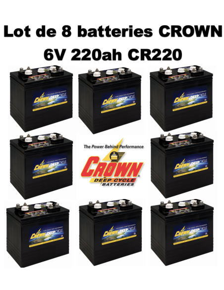 Batterie Crown en  6V 220ah Deep cycles CR220 Livraison incluse