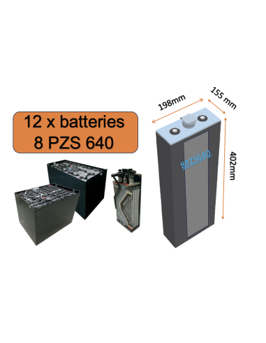 Batterie de traction 8PZS640 en 2V 640ah en C5 Livraison incluse