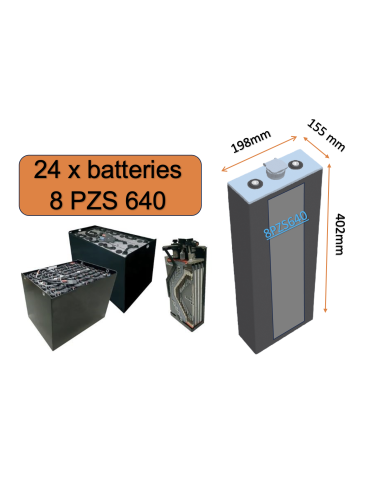 Batterie de traction 8PZS640 en 2V 640ah en C5 Livraison incluse
