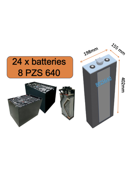 Batterie de traction 8PZS640 en 2V 640ah en C5 Livraison incluse