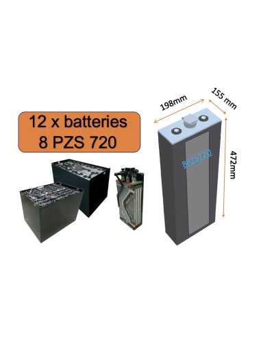 Batterie de traction 8PZS720 en 2V 720ah en C5 Livraison incluse