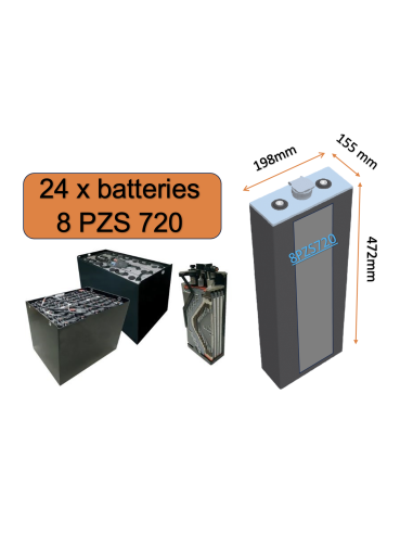Batterie de traction 8PZS720 en 2V 720ah en C5 Livraison incluse