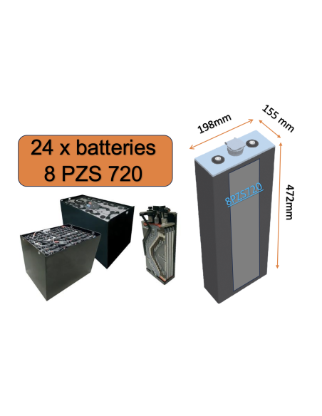 Batterie de traction 8PZS720 en 2V 720ah en C5 Livraison incluse